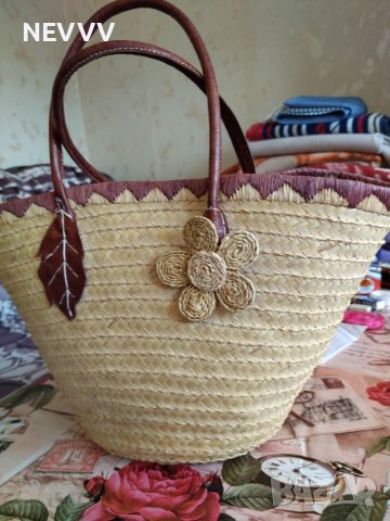 Плажна плетена чанта, снимка 2 - Чанти - 37310646