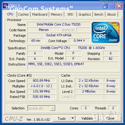 Intel ® Core 2 Duo T5200 (2х1.60GHz,2MB,533 FSB,mPGA478MT), снимка 2 - Процесори - 30431159