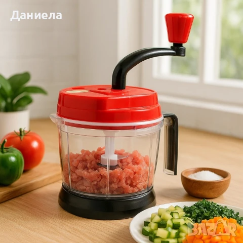 Мултифункционален кухненски чопър 2L – Смила, нарязва и миксира само с едно завъртане, снимка 4 - Аксесоари за кухня - 51326953