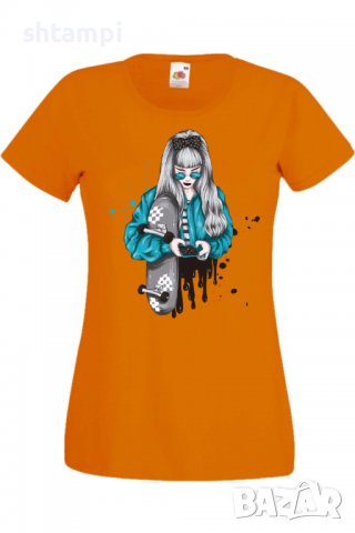 Дамска Тениска Scate woman,Изненада,Повод,Подарък,Празник, снимка 4 - Тениски - 37639469