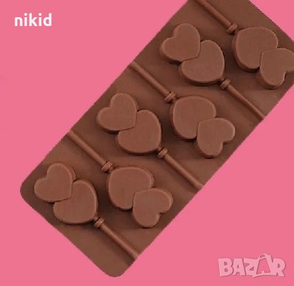 6 двойни сърца силиконов молд форма за близалки , снимка 2 - Форми - 31673813