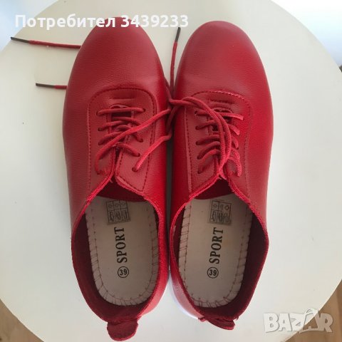 Дамски червени обувки естествена кожа 37, снимка 3 - Дамски ежедневни обувки - 38020980