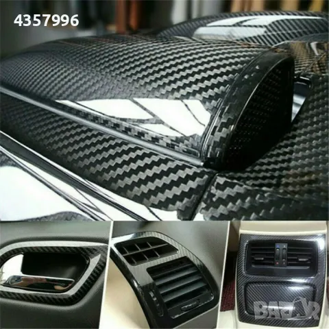 Фолио карбон гланц 5D, широчина 1.52м, черно, снимка 2 - Аксесоари и консумативи - 48911700