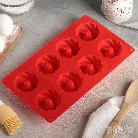 4073 Силиконова форма за мъфини Кексчета, 8 гнезда, снимка 3 - Форми - 42288862