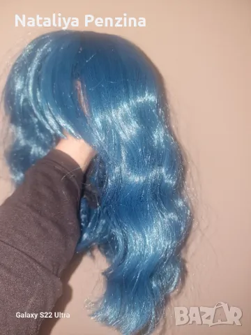 Синя вълниста перука с бритон, снимка 5 - Аксесоари за коса - 48828968