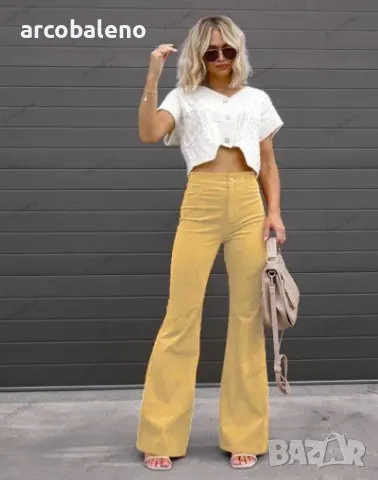 Дамски ежедневни панталони с висока талия от кадифе, 6цвята , снимка 12 - Панталони - 48279012