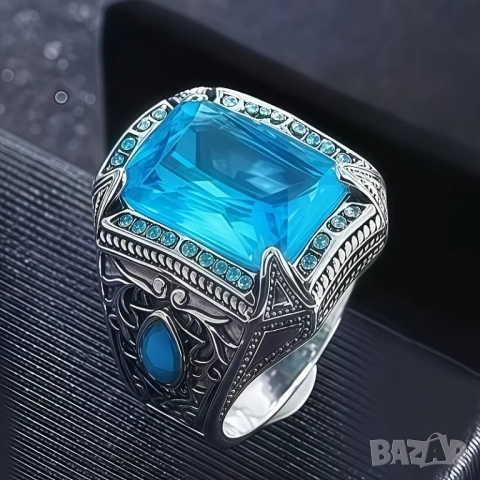 Мъжки пръстен с циркон, снимка 3 - Пръстени - 45388314