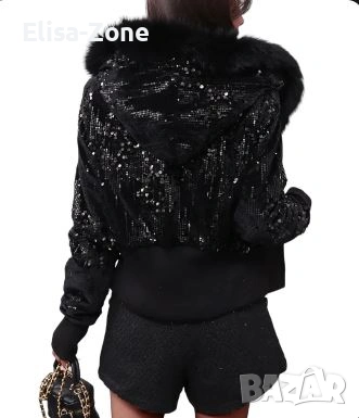 Елегантен дамски жакет с пайети, снимка 2 - Якета - 53953010