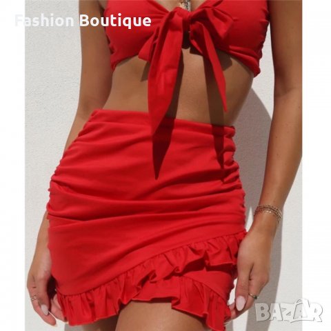 Червен комплект от 2 части плажен летен, снимка 5 - Рокли - 30471745