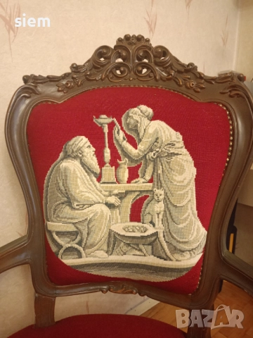 Кресла и масичка "Луи 16-ти" с ръчно бродирани вилерови гоблени - масив, снимка 3 - Дивани и мека мебел - 52354511