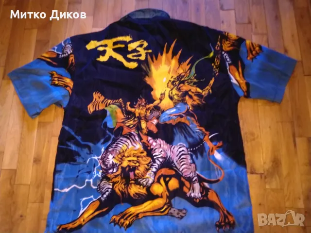 Риза маркова на  Excellent X2K Gyber Goth Anime Grunge Tiger Lion Fighting размер Л  отлична, снимка 9 - Ризи - 48970492