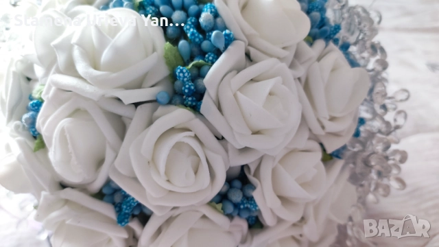 Сватбен букет(ръчно изработен), снимка 9 - Сватбени аксесоари - 51789270