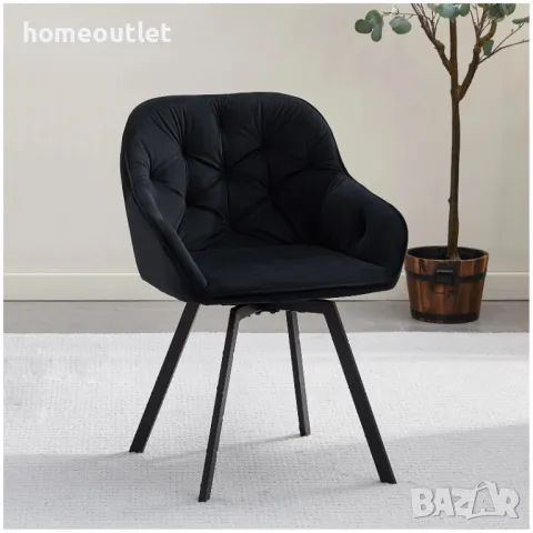 Комплект трапезни столове тип кресло с дамаска от кадифе – 2бр. C-U-DC-B0197BL, снимка 2 - Столове - 49126240