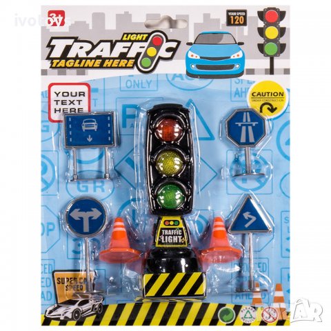 Детски комплект светофар и пътни знаци