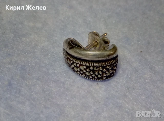 ЕЛЕГАНТНА СКЪПОЦЕННА СРЕБЪРНА ОБЕЦА СРЕБРО 925 с ФАСЕТИРАНИ БЛЕСТЯЩИ МАРКАЗИТИ 28589, снимка 8 - Обеци - 50542142