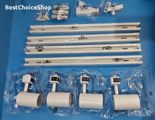 QAZQA система за осветление с релса, 4-светлинен Спот бар – Бяла 