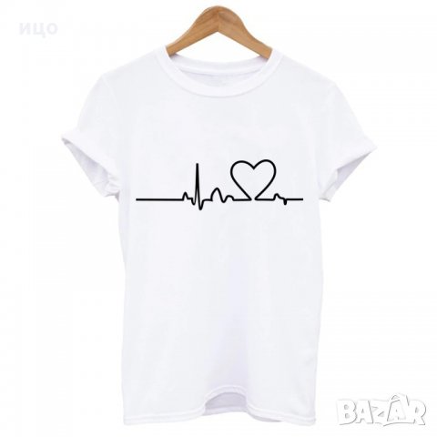 Дамска тениска Електрокардиограма Сърце, снимка 3 - Тениски - 29269479