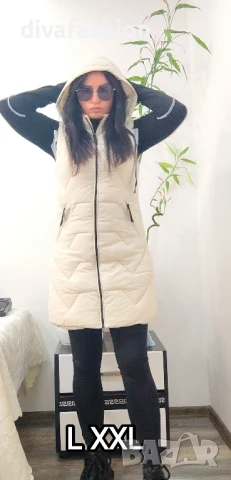 ✅Дамски дълъг елек грейка с качулка 🛑L XXL , снимка 2 - Якета - 34116372