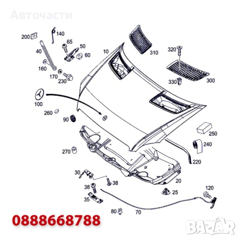 Преден капак бял - Mercedes Sprinter W906 (2006 г.+) A9067500002, снимка 2 - Части - 53978992