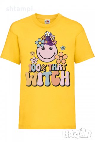 Детска тениска 100 percent that witch,Halloween,Хелоуин,Празник,Забавление,Изненада,Обичаи,, снимка 8 - Детски тениски и потници - 38155918
