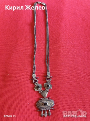 Колекционерско сребърно колие с ГРАНАТ,ОНИКС Японски стил ювелирна изработка 50804, снимка 13 - Колиета, медальони, синджири - 53015381