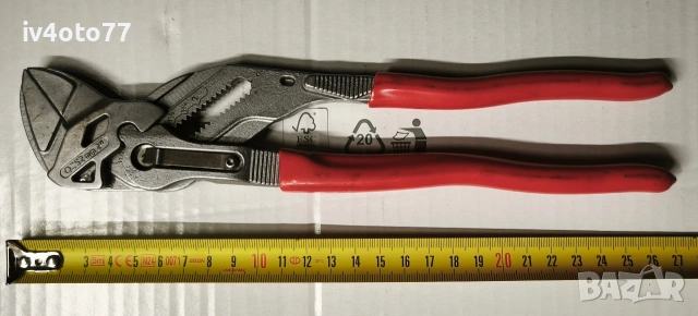 Клещи KNIPEX/WÜRTH гаечен ключ 250 мм, 1 3/4 ", 52 мм, с бутон, 86 03 250 SB, снимка 3 - Ключове - 53923176