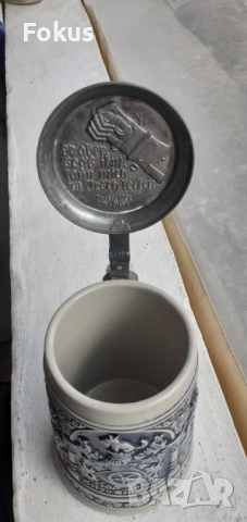 Колекционерска немска халба за бира с капак маркировка, снимка 5 - Антикварни и старинни предмети - 53336014