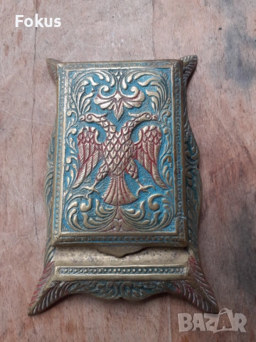 Стар тефтер за бележки бронз емайл двуглав орел