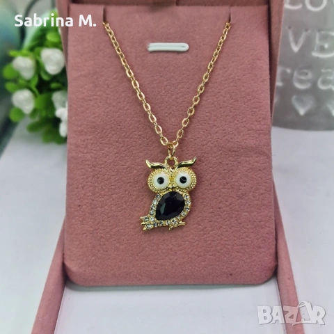 Crystal Owl Necklace Pink 🦉 | дамско колие с бухал, снимка 6 - Колиета, медальони, синджири - 53324685