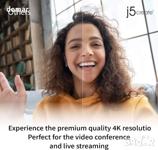 j5create 4K Ultra HD уеб камера с 5-кратно цифрово увеличение и два микрофона,дистанционно (JVCU435), снимка 7 - Други - 50592413