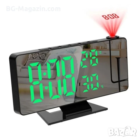 LED електронен настолен часовник с проектор температура влажност будилник за спалня дигитален USB, снимка 11 - Други - 51038981