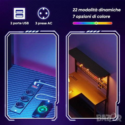 НОВО Бюро  L-образно с контакти и LED осветление, снимка 4 - Бюра - 54213877