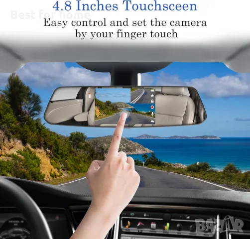 CHORTAU Dash Cam 4,8 инча със сензорен екран в огледало, снимка 2 - Аксесоари и консумативи - 48460656