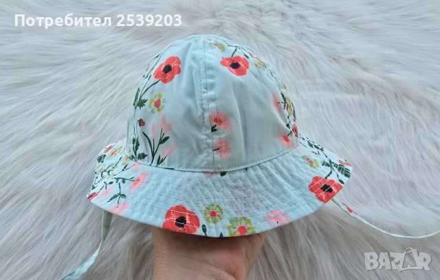 Бебешка шапка с връзки  4-9 месеца , снимка 5 - Бебешки шапки - 51013639