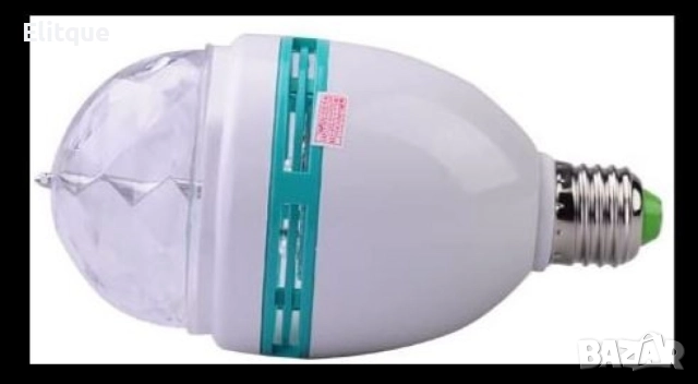 Диско LED лампа, въртяща се крушка - автоматично въртене с кристални топки, снимка 4 - Други - 52744907