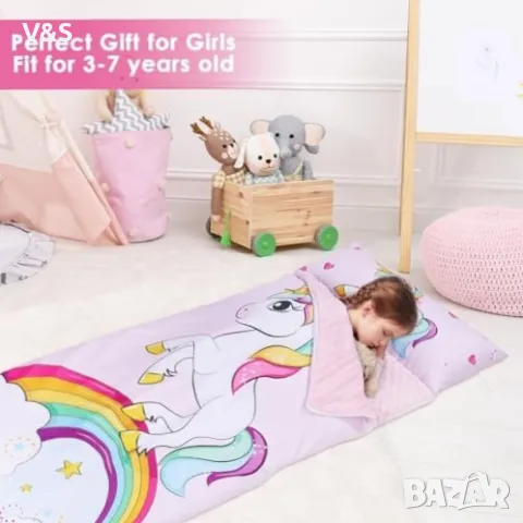 Детски топъл спален чувал с подвижна възглавница, сгъваема постелка за дрямка за момичета и момчета,, снимка 6 - Спално бельо и завивки - 49848018