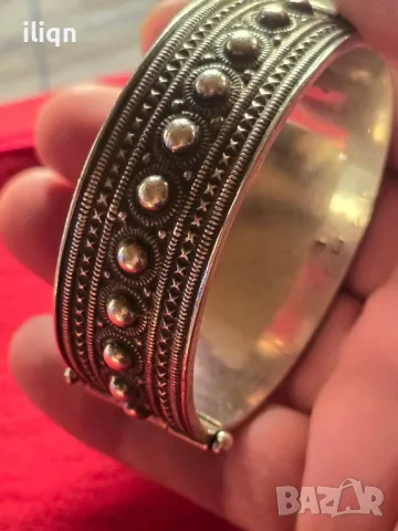 Масивна стара сребърна гривна. Ръчна изработка. , снимка 7 - Антикварни и старинни предмети - 48951964