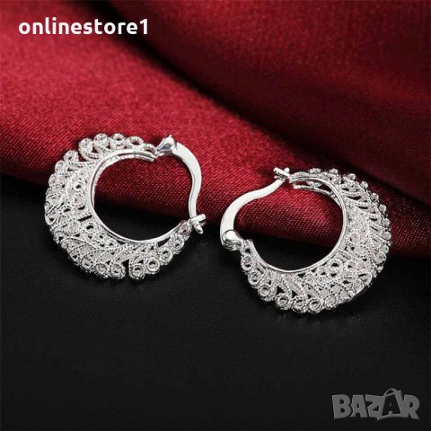 Сребърни Обеци Халки Десперанса - 925 печат сребро BH339, снимка 2 - Обеци - 32173903