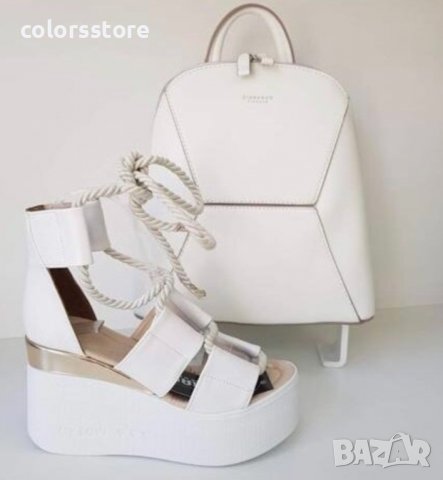 Сандали на платформа - бяла кожа - 311, снимка 2 - Сандали - 37016685