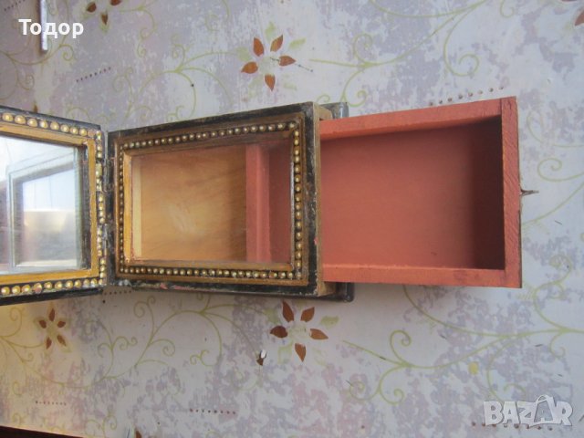 Старинно ковчеже кутия за бижута с огледало 19 век, снимка 6 - Колекции - 37992447