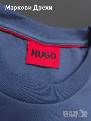 Hugo Boss Синя Блуза с 3Д Правоъгълно ЛОГО Надпис - М, снимка 4 - Блузи - 48757329