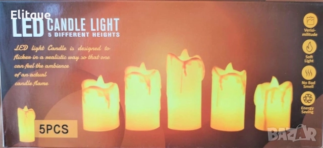Комплект от 5 бездимни, безпламъчни, работещи с батерии LED чаени свещи Diya за декорация., снимка 6 - Други - 52831181