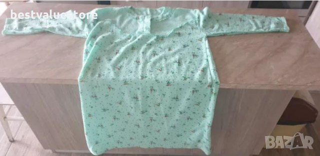 Светлозелена С Цветя Дамска Памучна Нощница Размер XL