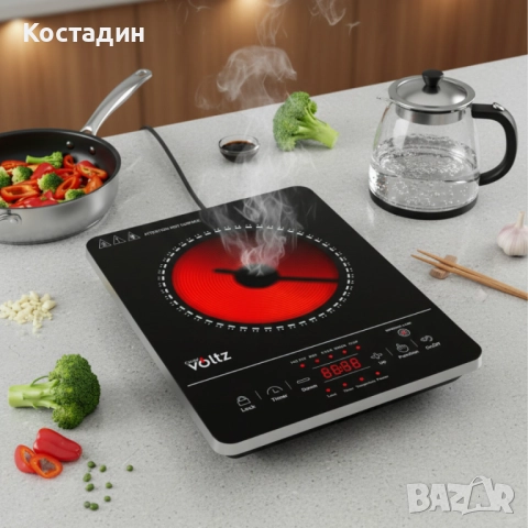 Котлон Voltz, 2000W, Кристална плоча с инфрачервен нагревател, 28х36см, LED екран, Таймер, снимка 5 - Котлони - 52472486