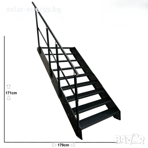 Метално стълбище 9 стъпала | Външни стълби | Поцинковано, снимка 2 - Други - 54235693