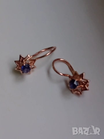 Антикварни руски златни обеци със сапфири, снимка 5 - Обеци - 52717078