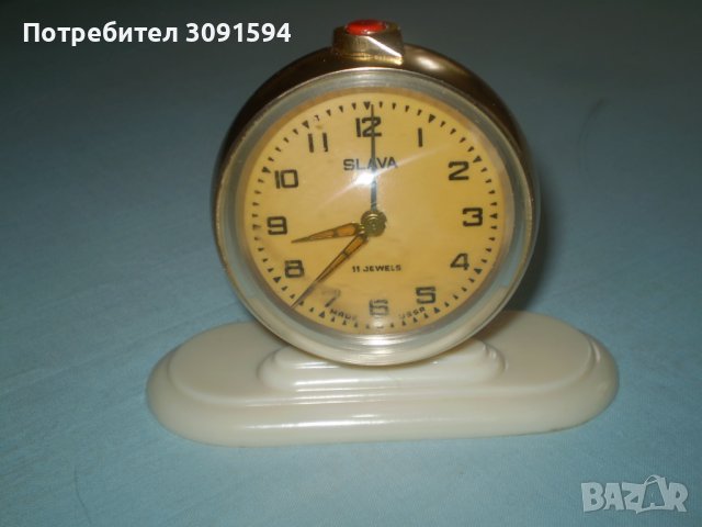 Стар настолен часовник будилник  Слава земно кълбо СССР, снимка 2 - Антикварни и старинни предмети - 36897220
