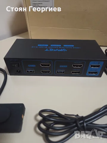 SW220 HDMI KVM превключвател с два монитора, 2 порта, 4K 60Hz, USB 3.0, KVM превключвател за 2, снимка 3 - Кабели и адаптери - 55754248
