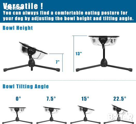 Повдигната купа за кучета Vexong, голям размер за кучета между 27 и 45 кг, 3-литрова, снимка 5 - За кучета - 44658823