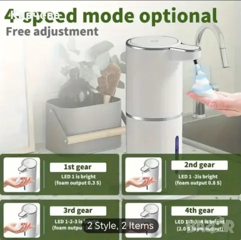 Сензорен диспенсър за течен сапун с USB зареждане и 4 режима на работа, снимка 8 - Други - 48098288